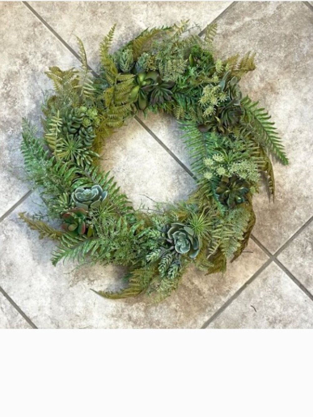 New Wreath Succulent Fern 20" Faux Greens